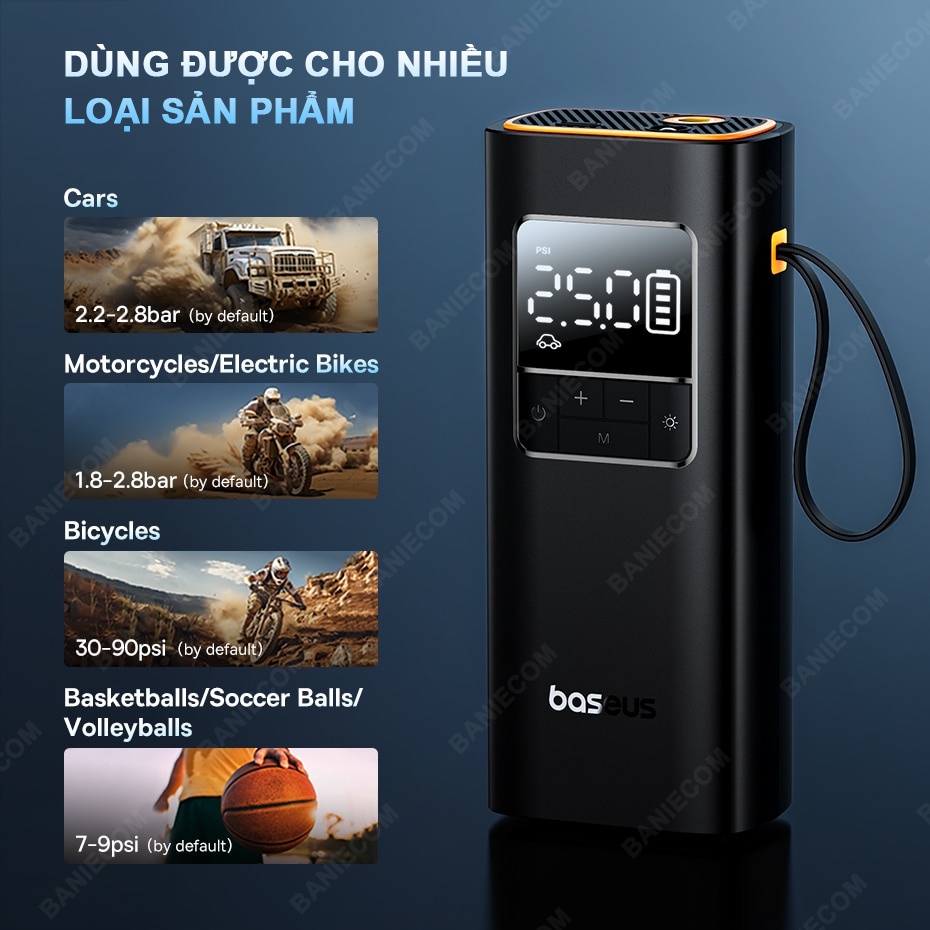 Máy Bơm Lốp Không Dây Baseus SuperMini Pro Series 50W 4000mAh Wireless Car Inflator BS-CG016 BANIECOM MALL