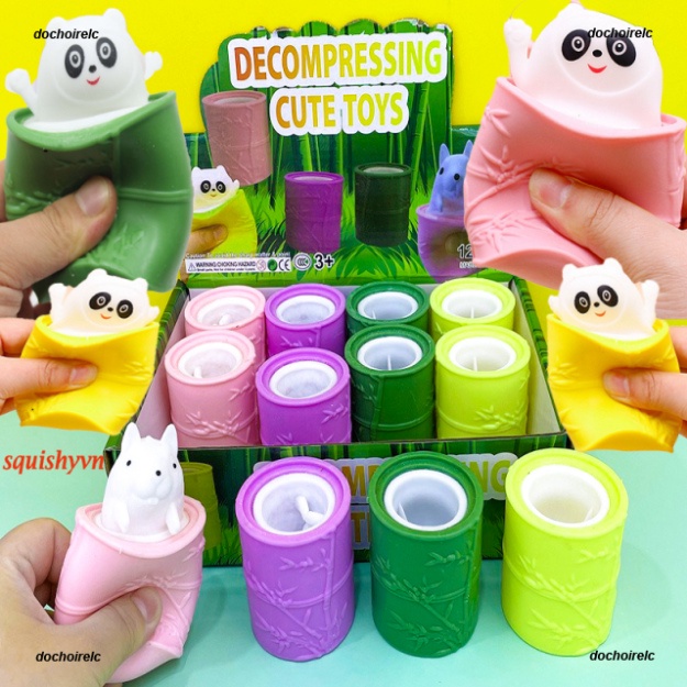 GẤU TRỐN ĐỐT TRE ỐNG TRÚC ống vầu Squishy Gấu dạ quang chiếu sáng - đồ giải trí bóp mẫu phim hoạt hình dễ thương - Bạch