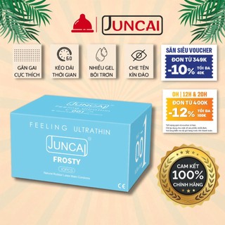 Bao cao su Juncai Gân gai đặc biệt kéo dài thời gian siêu mỏng 0.01 Frosty 52mm, nhiều gel bôi trơn - durex_olo_store