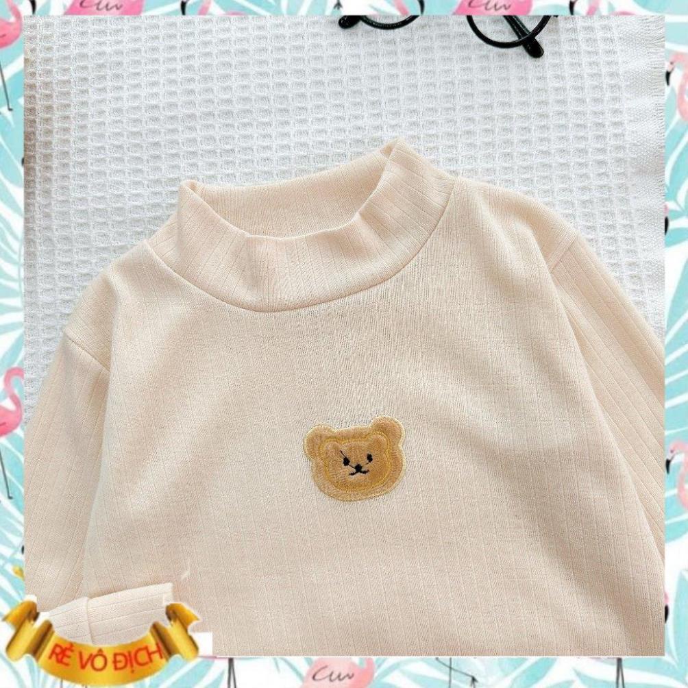 Áo Thun Gân Giữ Nhiệt Dài Tay Cho Bé Trai Bé Gái Thu Đông 8-18kg Áo Cổ Lọ Cho Bé Cao Cấp ÁO GÂN TO