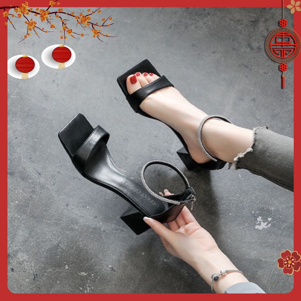 Giày sandal nữ mã CCS53 mũi vuông gót vuông cao 5cm hàng đẹp chuẩn form