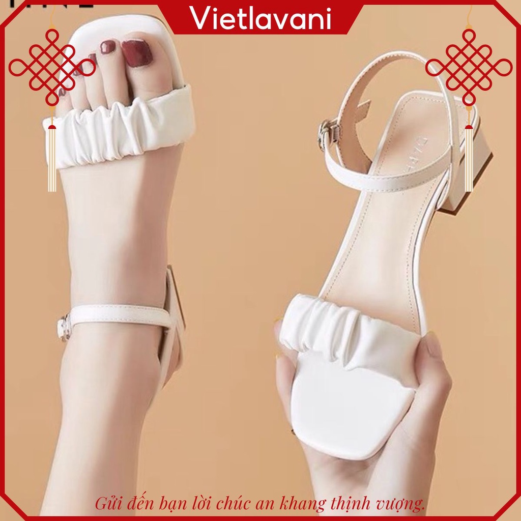 Giày Sandal Size 35-43 Cao Gót 5p Phối Xếp Ly Xinh Xắn Mã CGS58