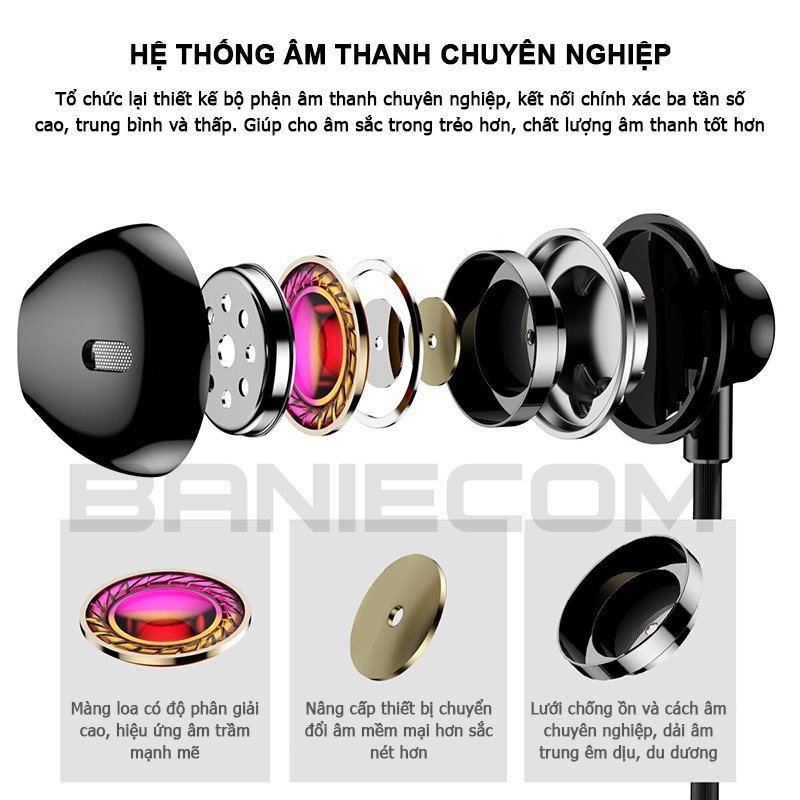 Tai Nghe Nhét Tai Baseus H06 in-ear Âm thanh nổi 6D Jack 3.5mm - BANIECOM