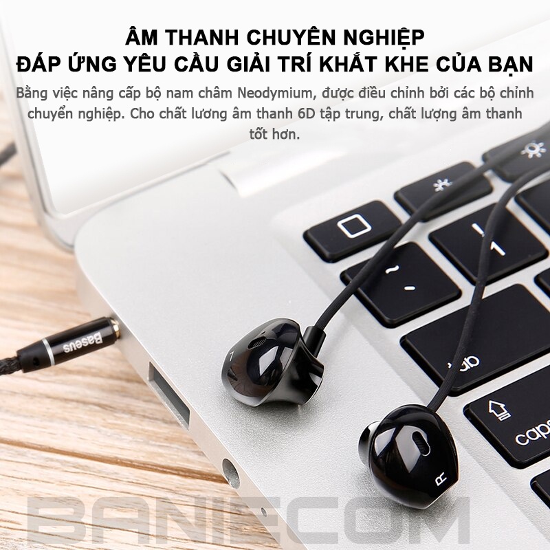 Tai Nghe Nhét Tai Baseus H06 in-ear Âm thanh nổi 6D Jack 3.5mm - BANIECOM