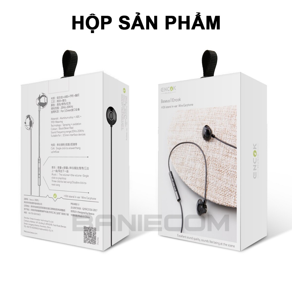 Tai Nghe Nhét Tai Baseus H06 in-ear Âm thanh nổi 6D Jack 3.5mm - BANIECOM