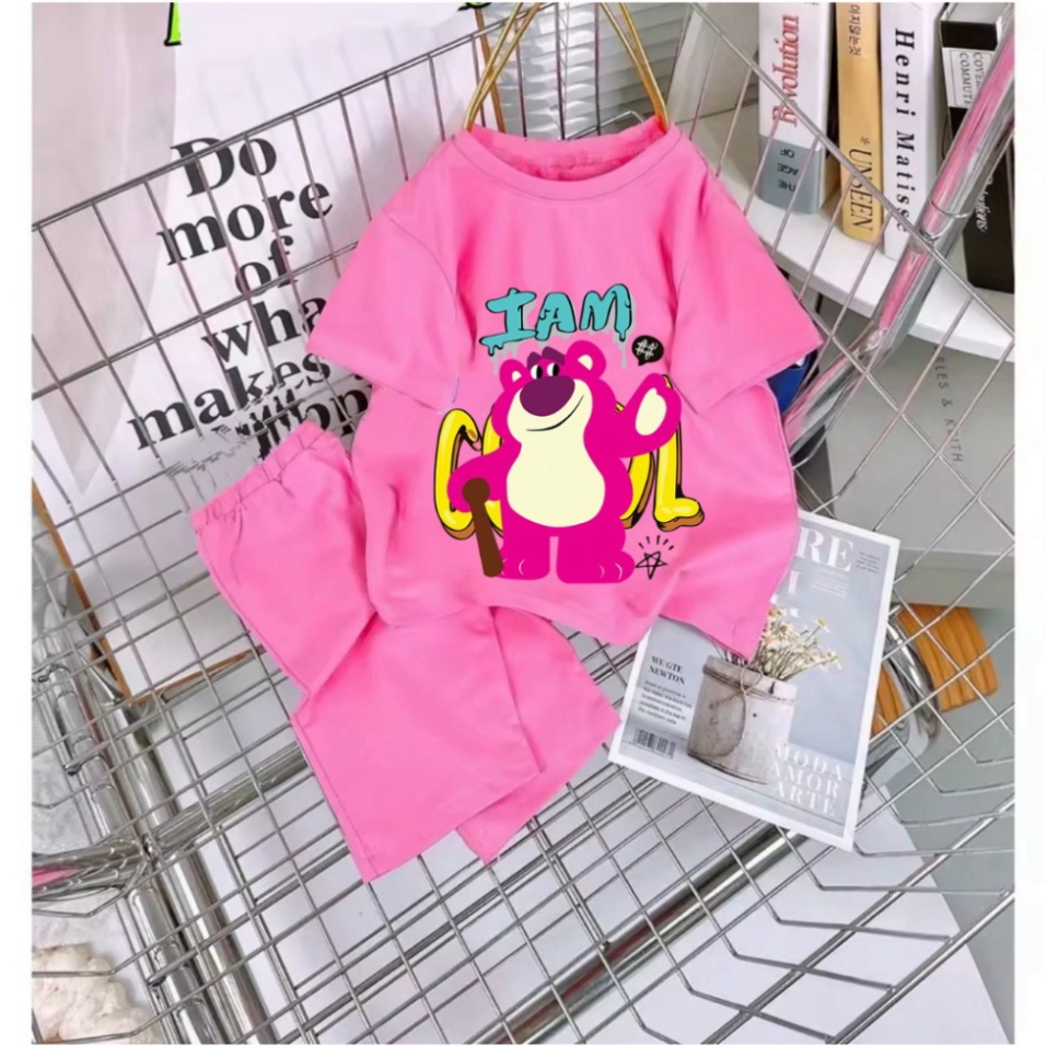 Bộ cho bé gái gấu dâu  cho bé 6-24kg.BGL07.