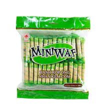Bánh xốp ống/ Bánh quế nhân kem cốm/dâu Miniwaf Hải Hà gói 330g