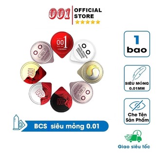 Bao cao su 001 lẻ 1 chiếc, bcs siêu mỏng có gai, nhiều gel, truyền nhiệt kéo dài thời gian qhe, chính hãng - 001STORE