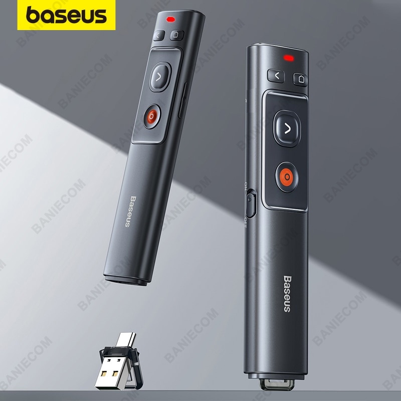 Bút trình chiếu Baseus Wireless Presenter (Red Laser) đến 100m Receiver USB & Type-C cho Windows/MacOS - BANIECOM