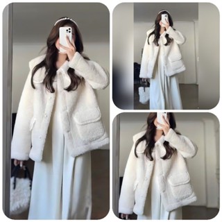 Áo Khoác Lông Viền Ngọc Chất Liệu Lông Mềm 2 Lớp Tiểu Thư Bánh Bèo