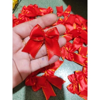 10 nơ đỏ 3cm làm sẵn chất ruy băng viền vàng phk shop nơ gắn lần nơ handmade