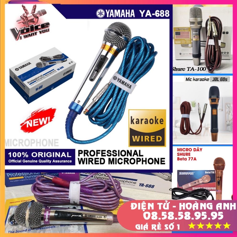 Micro hát Karaoke có dây Yamaha YA-688  dây 5 mét  ZL.08.58.58.95.95 .