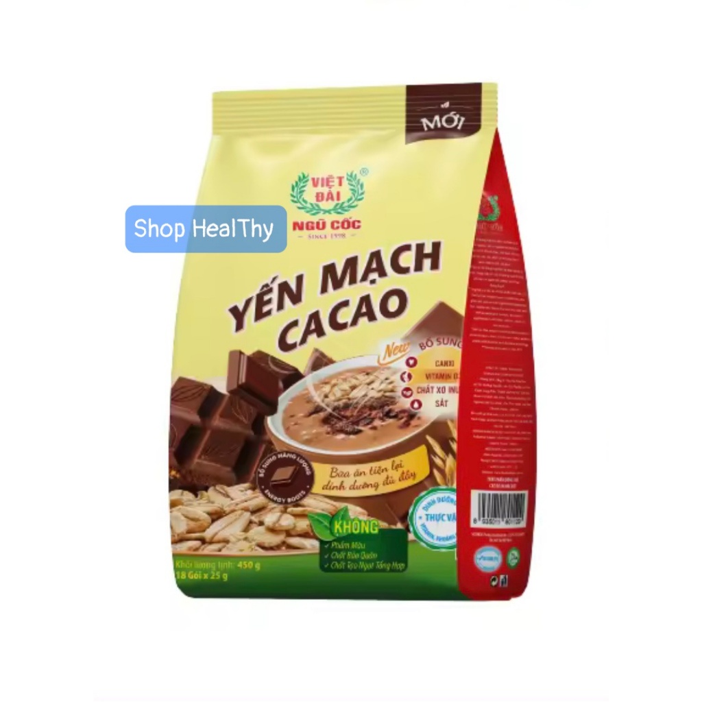 Bột Ngũ Cốc Yến Mạch Cacao Việt Đài (18gói x 25gr)