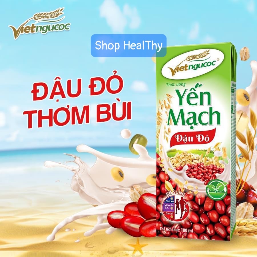 12 Lốc Sữa Yến Mạch Đậu Đỏ Việt Ngũ Cốc Lốc 4 Hộp - 180ml/Hộp