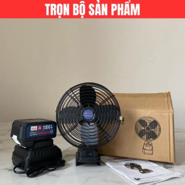 Quạt Tích Điện Boshun Quạt Chạy Pin 10 Cell Chân Pin Makita Phổ Thông bảo hành 12 tháng