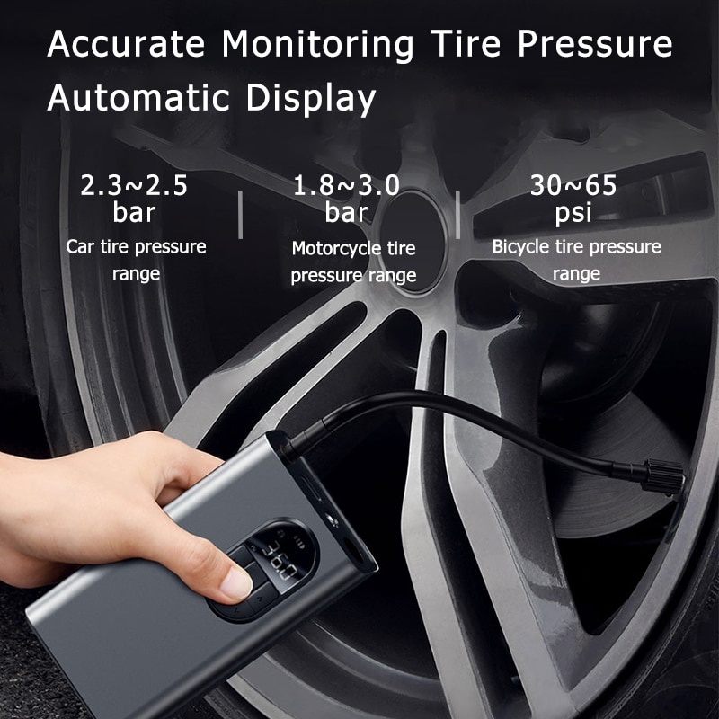 Bơm không dây ô tô Baseus Energy Source Inflator Pump Pin sạc 2000mAh theo dõi áp suất, 5-150 psi - BANIECOM