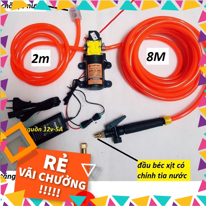 Máy rửa xe 12v bộ máy rửa xe máy rửa xe mini máy bơm rửa xe tăng áp lực nước mini, bơm phun sương t