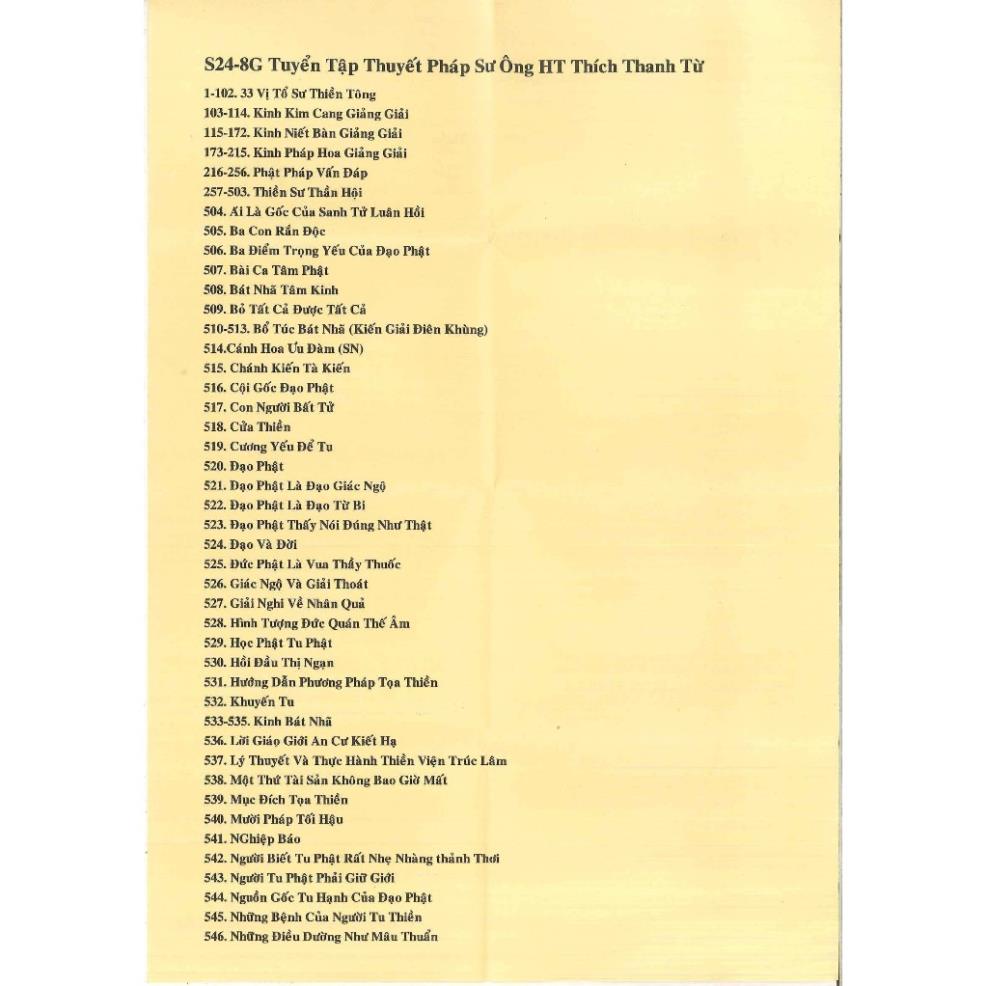 TN17 - Thẻ Nhớ 8G Chép Sẵn 623 Bài Thuyết Pháp Thiền Sư Thích Thanh Từ