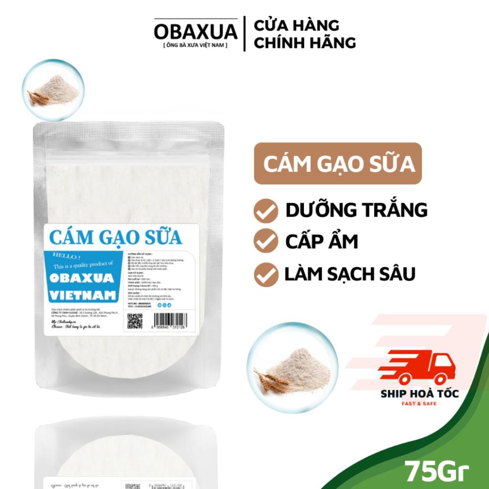 Bột cám gạo sữa nguyên chất hữu cơ Obaxua - Trắng da, dưỡng ẩm, mờ thâm sạm