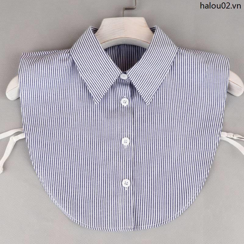 Cổ Áo Sơ Mi Giả Đính Hạt Sọc Caro Trắng Thời Trang Hàn Quốc Cho Nữ