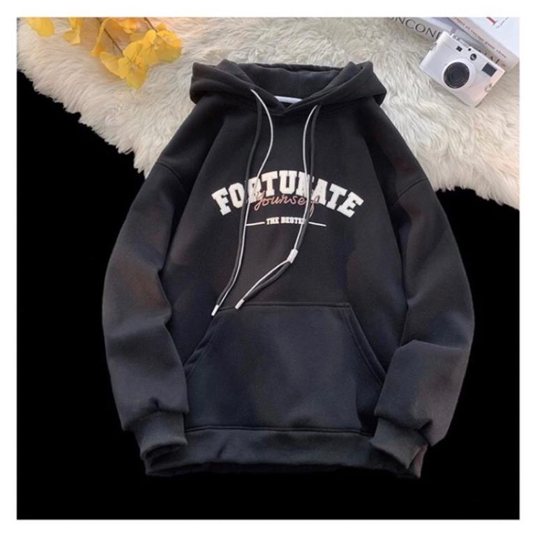 Áo Hoodie Nam Nữ  Unisex  From Rộng Nỉ Bông  In Chữ FORTUNATE
