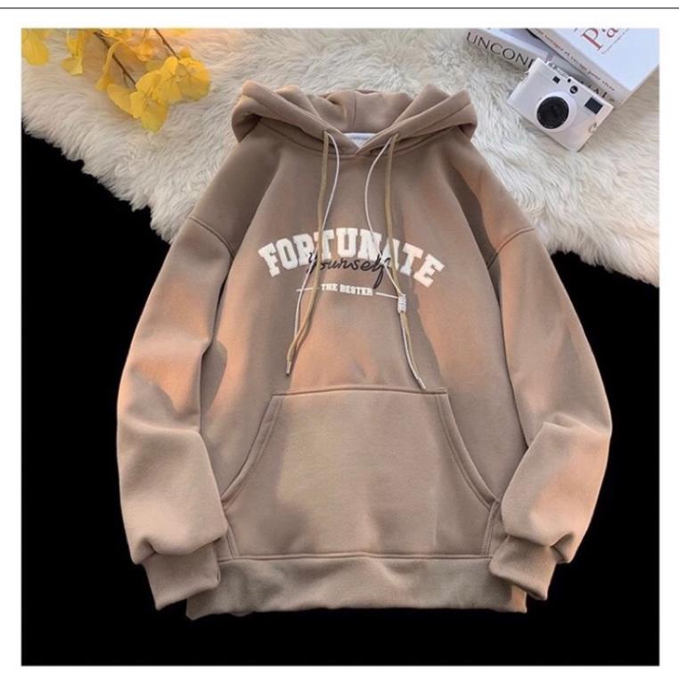 Áo Hoodie Nam Nữ  Unisex  From Rộng Nỉ Bông  In Chữ FORTUNATE