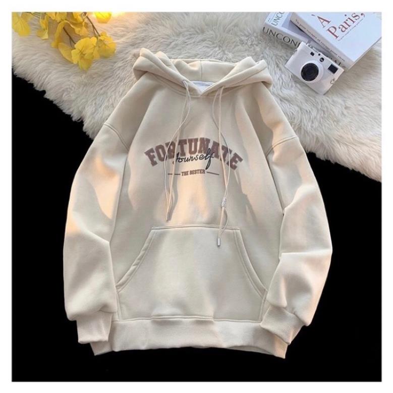 Áo Hoodie Nam Nữ  Unisex  From Rộng Nỉ Bông  In Chữ FORTUNATE