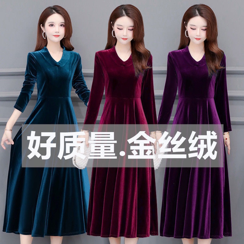 Đầm Nhung Tay Dài Dáng Rộng Thời Trang Thu Đông 2022