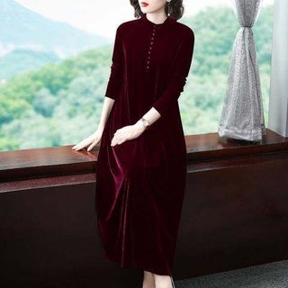Hàng Có Sẵn Mới Đầm Nhung Dáng Dài Ôm Eo Thời Trang Thu Đông Dành Cho Mẹ Bỉm Sữa Phong Cách Mới