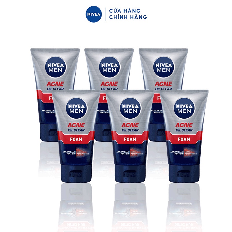 Bộ 6 Sữa Rửa Mặt NIVEA MEN Bọt Mịn Ngừa Mụn | Sạch Sâu (100 g) - 82378