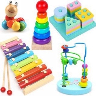 Combo 6 Món Đồ Chơi Gỗ An Toàn Cho Bé Phát Triển Sự Sáng Tạo Và Trí Thông Minh Bắp Kisd