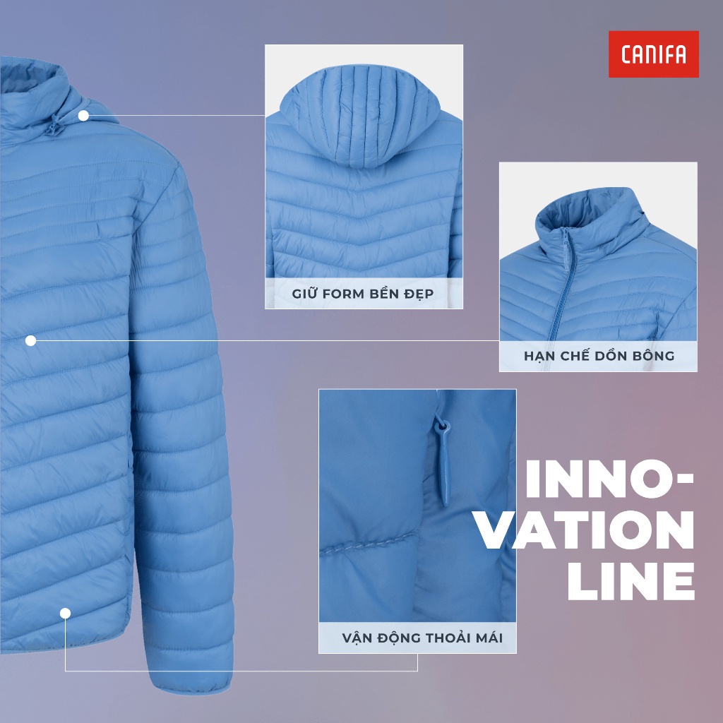 Áo khoác phao cho bé CANINFA chần bông Ultra Air ba lớp có mũ siêu nhẹ cản gió tốt 3OT23W007