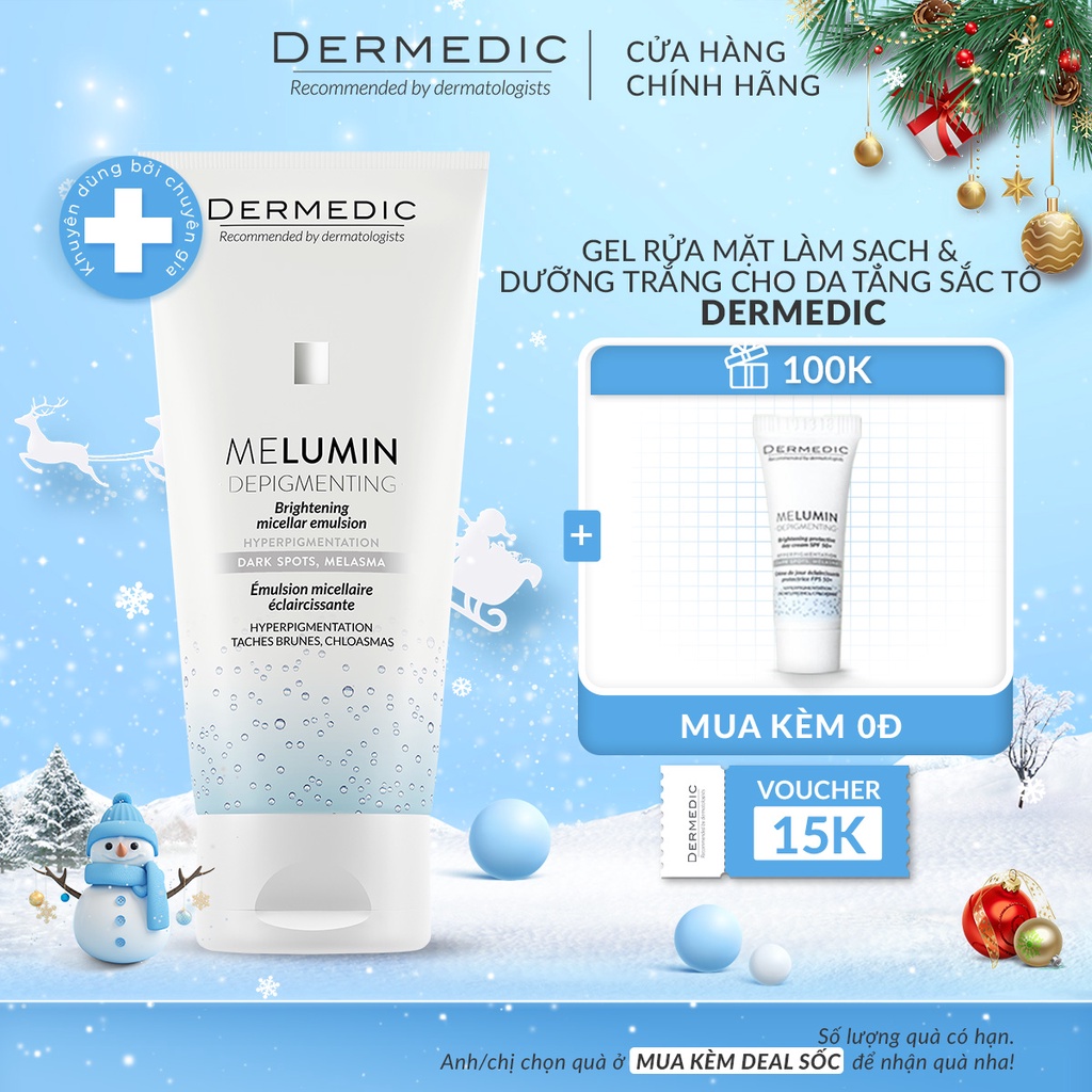 Gel làm sạch và dưỡng trắng Dermedic Melumin Brightening Micellar Emulsion 200ml
