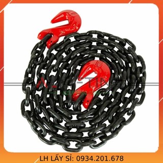 Xích kéo hàng, xích cẩu hàng 10mm tải 3 tấn dài 1m, 2m, 3m móc gài tăng xích kéo hàng, cẩu hàng cực tiện lợi