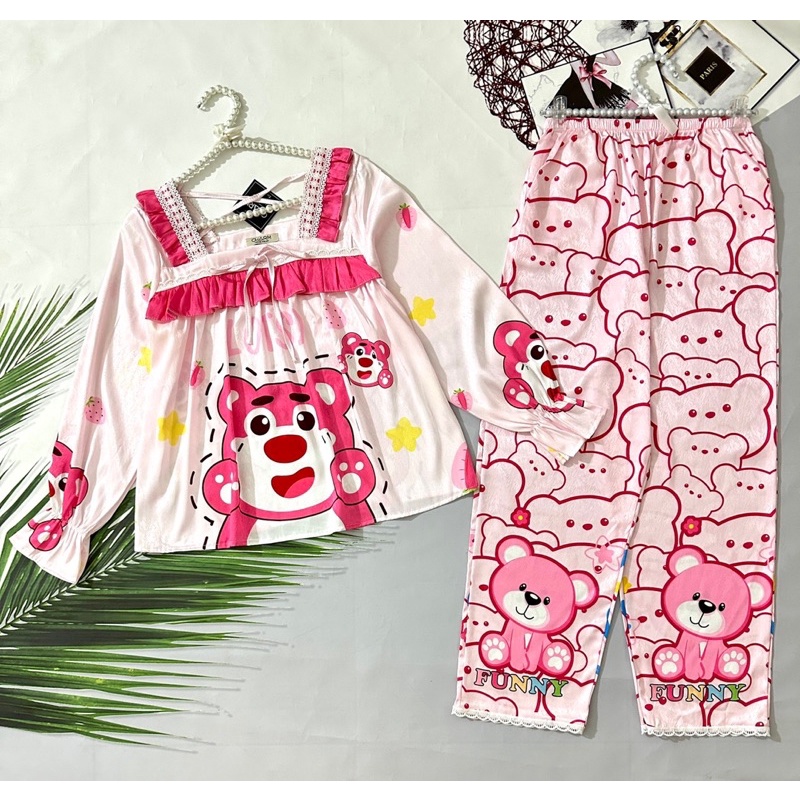 PIJAMA LỤA XƯỚC TIỂU THƯ CỔ VUÔNG TAY DÀI CAO CẤP
