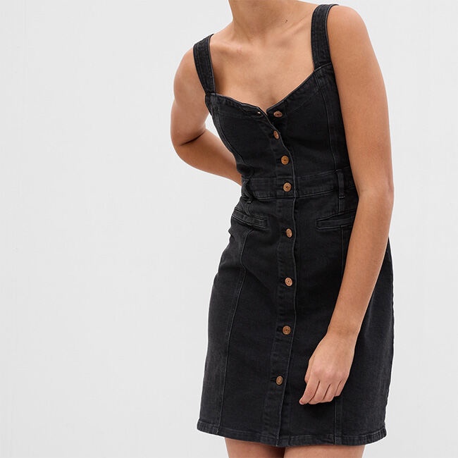 GAP - Đầm Vải Jeans Nữ - Button Front V-Neck Mini Dress 570204-01