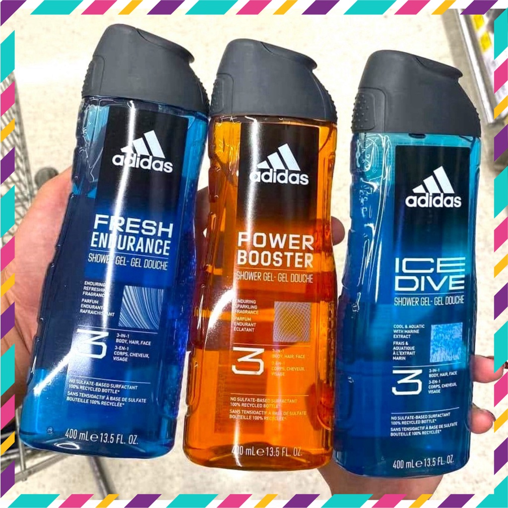 Tắm, Gội, Rửa Mặt 3in1 Adidas 400ml Thái