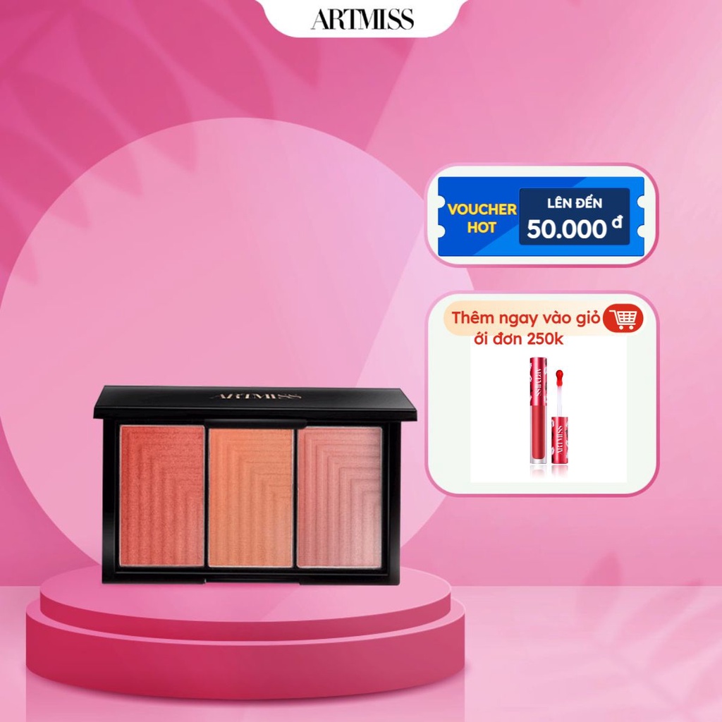 Bảng phấn má hồng ARTMISS 3 màu trang điểm tiện dụng 13.5g