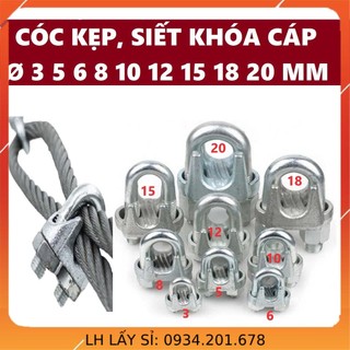 Cóc khóa dây cáp, cóc siết cáp phi 3 5 6 8 10 mm