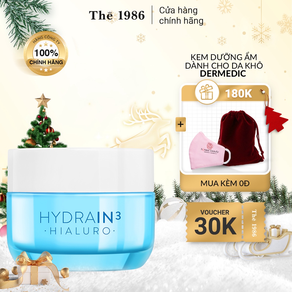 Kem dưỡng Dermedic HA ban đêm  cấp âm da khô mất nước Hydrain3 Hialuro Cream-Gel Ultra-Hydrating 50 G