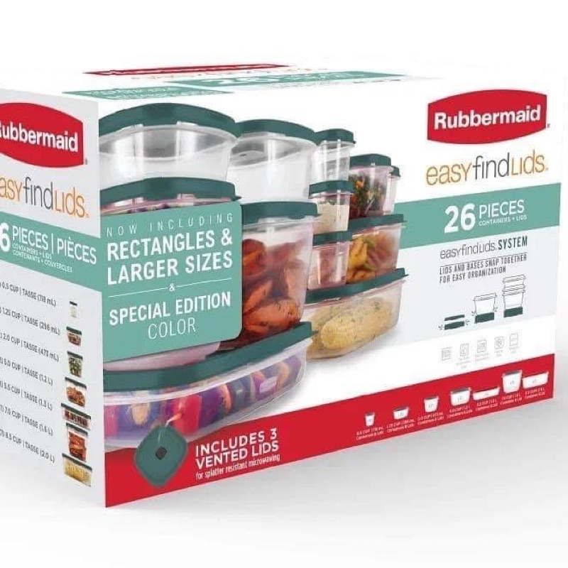 BỘ HỘP RUBBERMAID 26 món- nobox