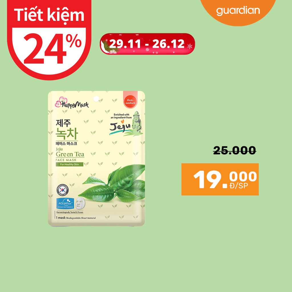 Mặt Nạ Mắt Hỗ Trợ Làm Chậm Quá Trình Oxy Hóa Happy Mask Jeju Green Tea Eye Mask For Healthy Skin Chiết Xuất Trà Xanh 8ml
