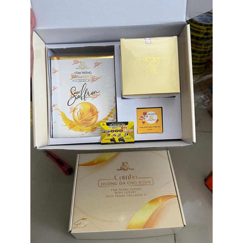 Combo Body Luxury + K.trắng X3 + T.trắng Collagen X3 Luxury Chính Hãng