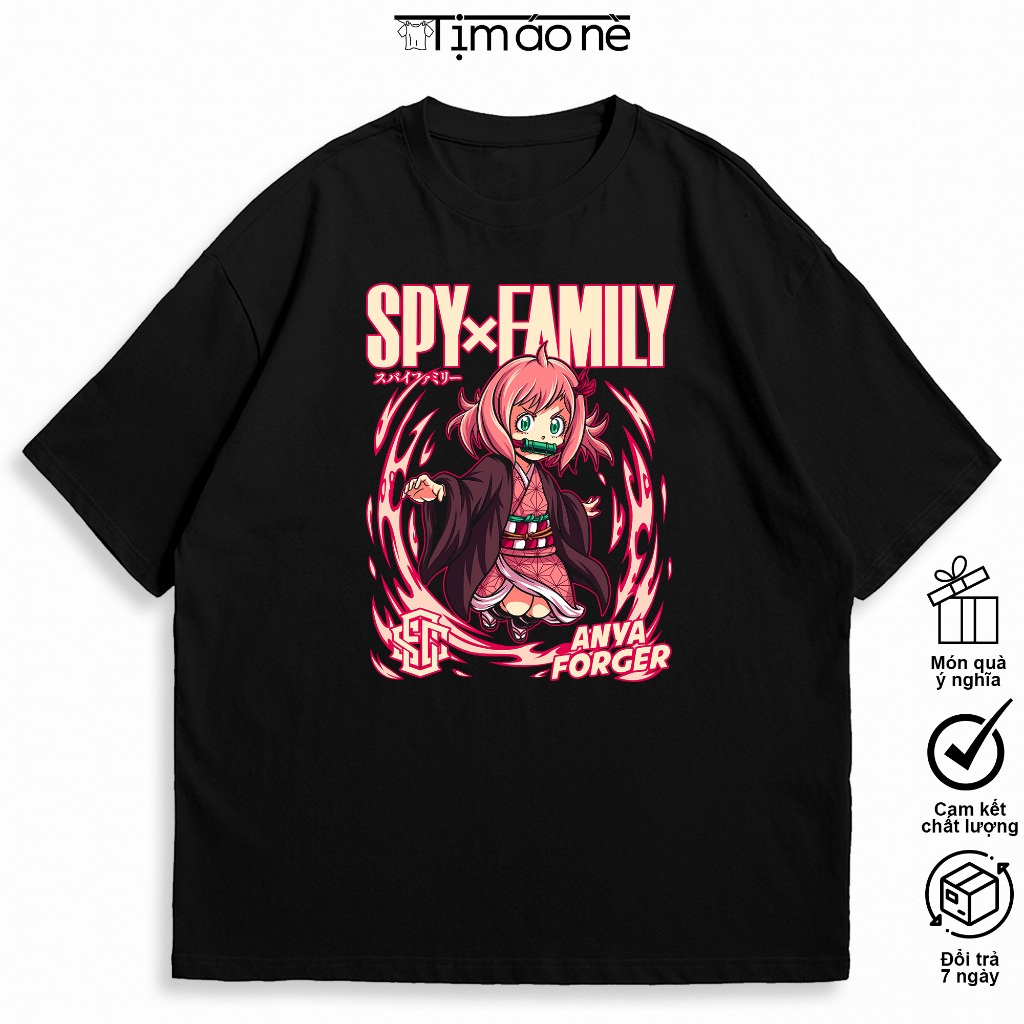 Áo thun Spy x Family Anya Forger, áo thun anime Spy Family nhân vật Anya Forger. áo hoạt hình anime. 100% Cotton