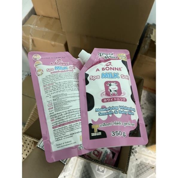 Muối Tắm ABONNE Tẩy Tế Bào Chết thái lan - A Bonné Triple White Spa Milk sữa bò giảm mụn lưng Thái L
