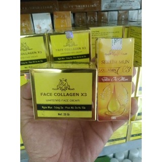 Combo kem face và serum mụn collagen x3 có team cào điện tử