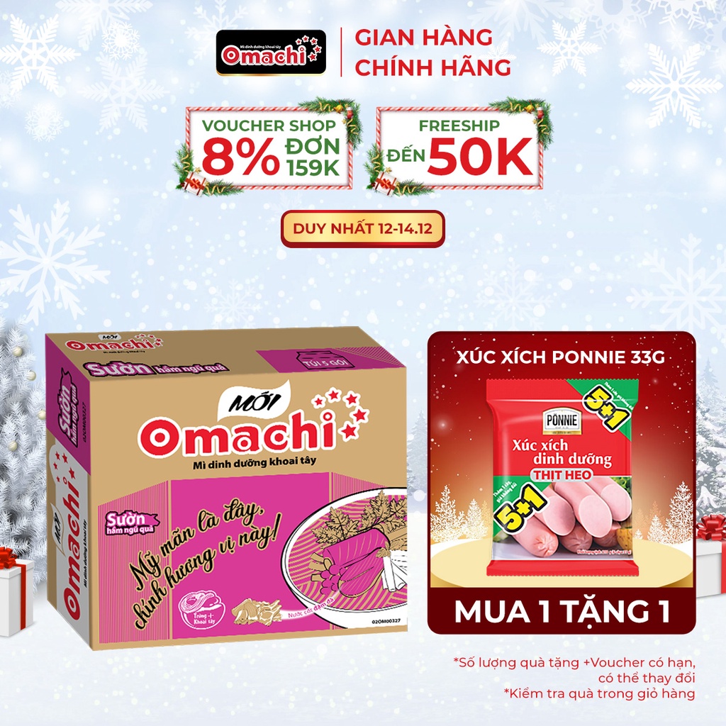 Mì Omachi Sườn Hầm Ngũ Quả Gói - Thùng 30 Gói x 80g