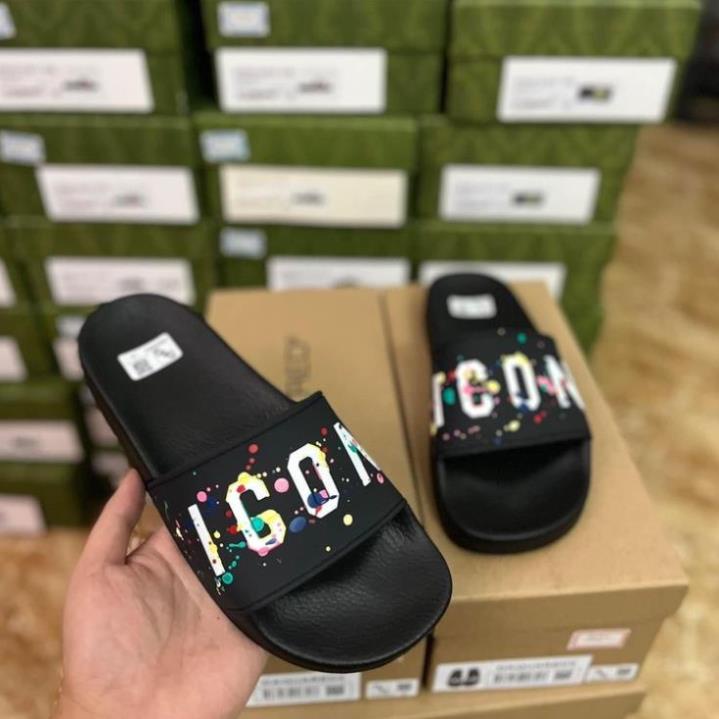 Dép lê icon quai ngang , dép DSQ2 quai ngang vẩy sơn mới nhất đế cao su chống thấm nước, Dép icon