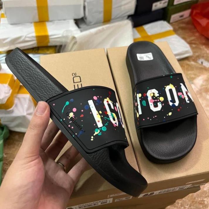 Dép lê icon quai ngang , dép DSQ2 quai ngang vẩy sơn mới nhất đế cao su chống thấm nước, Dép icon