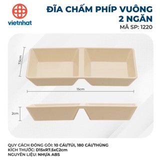 Đĩa chấm phíp tròn vuông 2 ngăn, 3 ngăn Việt Nhật, đĩa tròn vuông kiểu dáng, màu sắc trang nhã